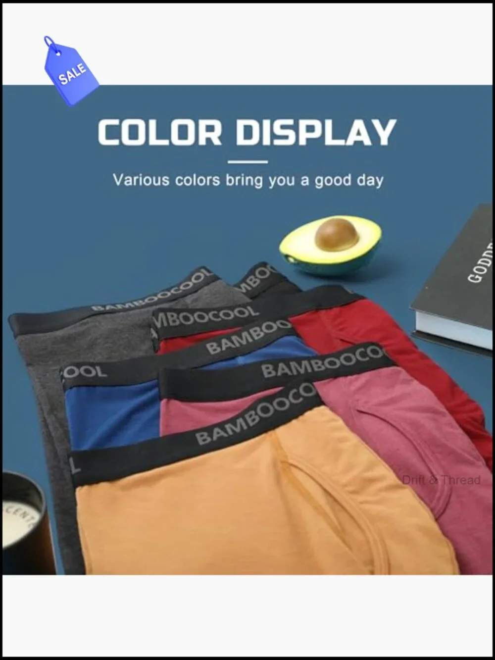 Men's Bamboo Viscose Boxer Briefs 7-Pack Breathable Moisture-Wicking Underwear
